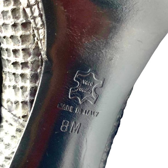 ISABELLA FIORE Gray Python Embossed Leather Peep Toe Heels - Picture 5 of 11